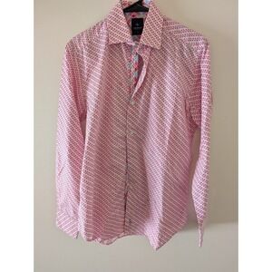 TailorByrd Small Geometric Shirt 100% Cotton Long Sleeve Stylish Untucked